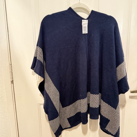 Cab Open Front Wrap Shawl Reversible Cardigan Sweater Blue Style 3163 Size M/L - Picture 6 of 9